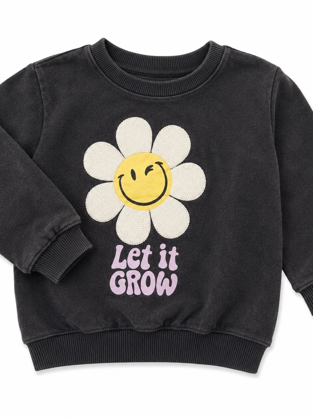 SmileyWorld 'Let It Grow' Daisy Sweatshirt - Black